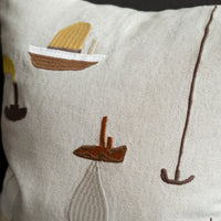 Sail With Me Embroidered Cushion