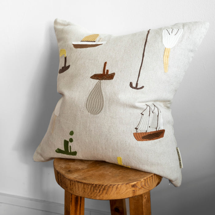 Sail With Me Embroidered Cushion