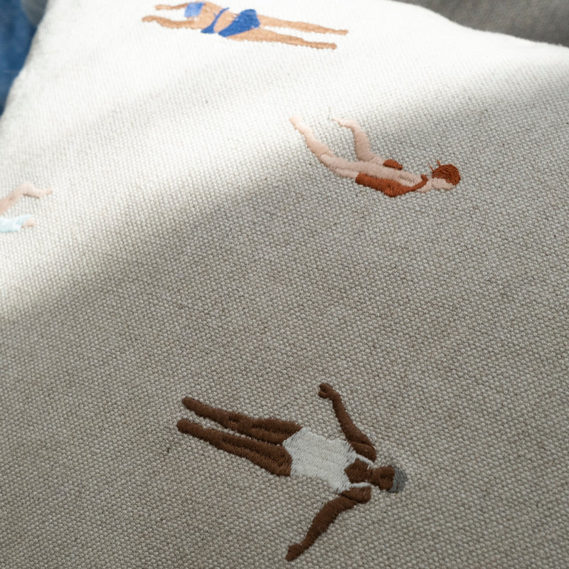 Swimmers Embroidered Cushion