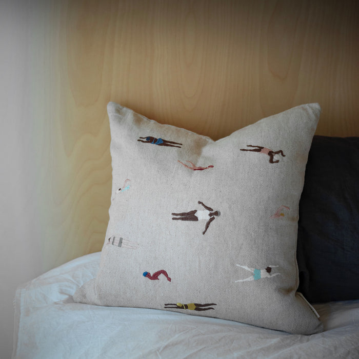 Swimmers Embroidered Cushion