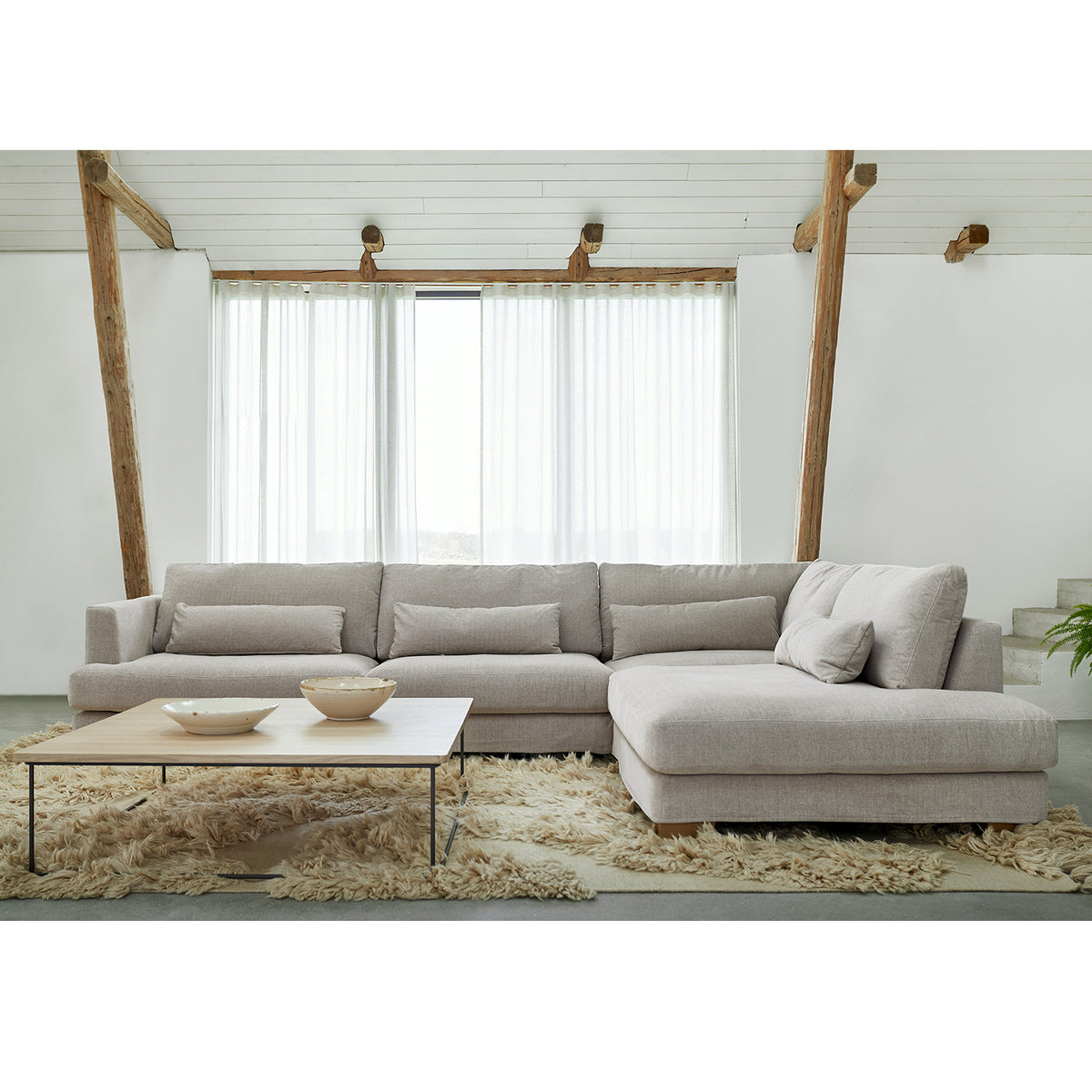 Brandon Set 2 Corner Sofa, Natural