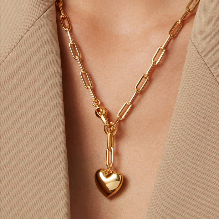 Puffy Heart Chain Necklace