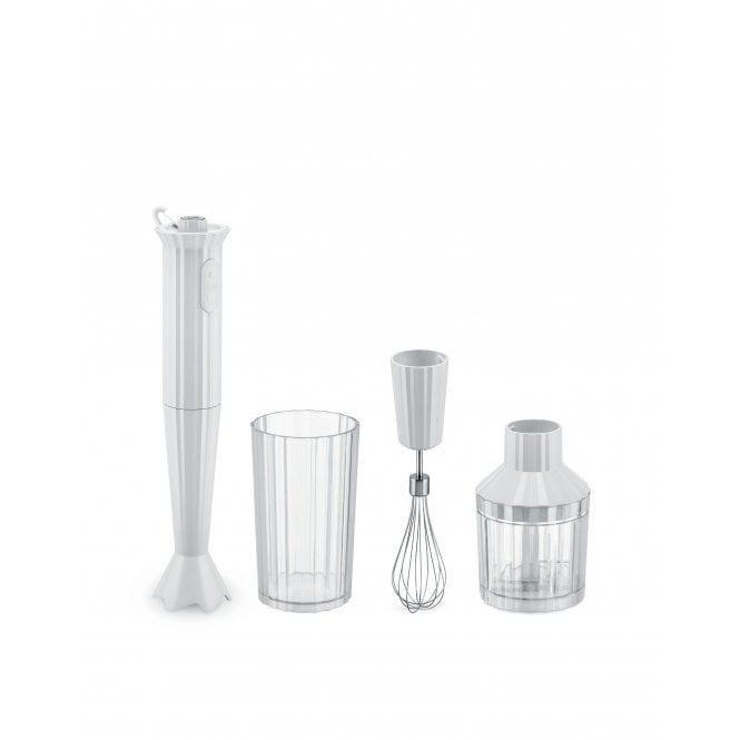 Plissé Hand Blender with Jug, Whisk and Chopper, White - Alessi